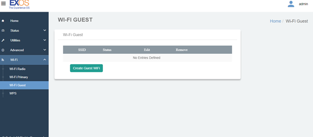 Select Wi-Fi Guest. Click the Create Guest Wi-Fi button.