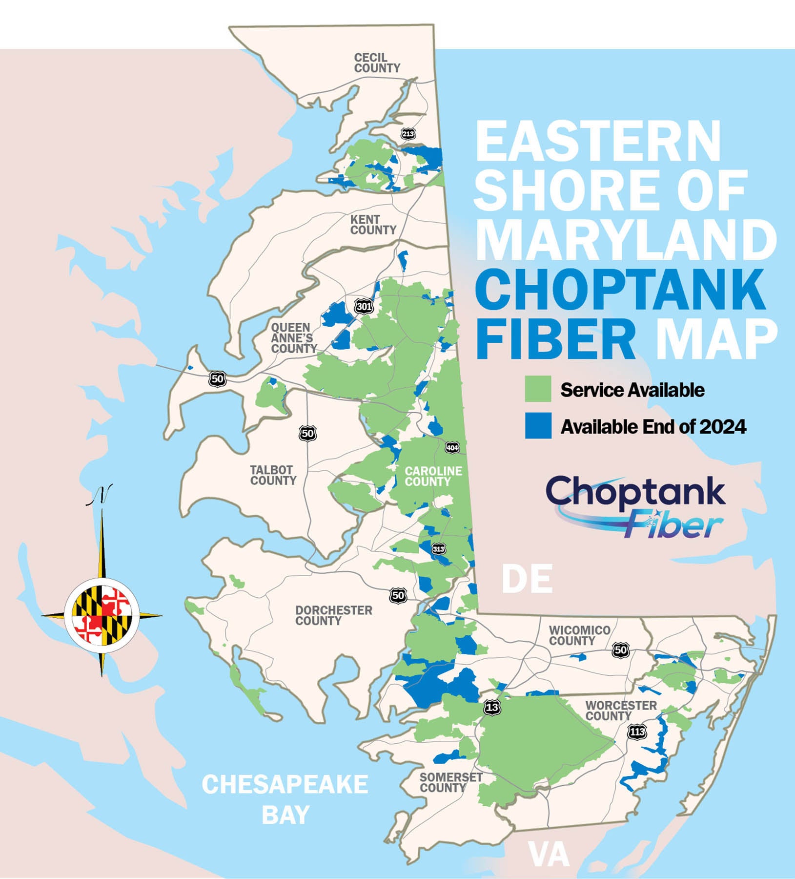 Choptank Fiber Coverage Map 2024